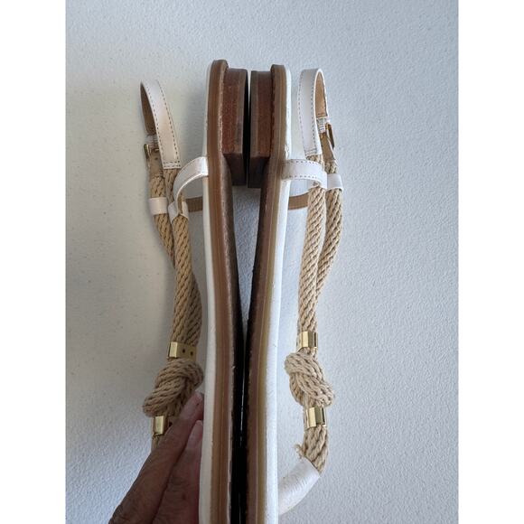 Michael Kors Rope White Sandals with Gold Hardware 8 - Picture 7 of 9